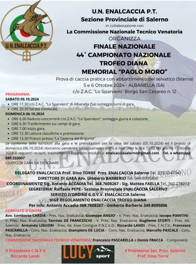 Finale del 44° Campionato Italiano di Caccia Pratica Trofeo Diana memorial "Paolo Moro" -  (5-6/10/2024)